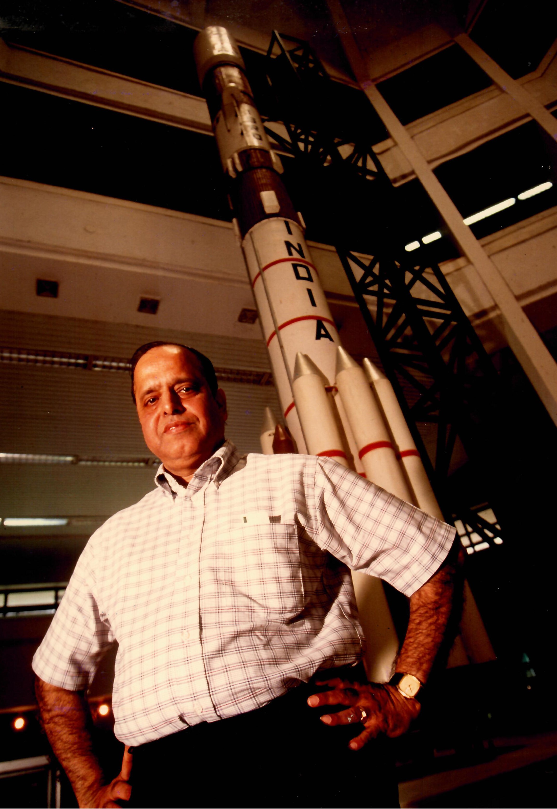 Dr Kasturirangan at the ISRO facility