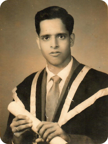 Receiving his BSc degree with honours from Bombay University, 1961