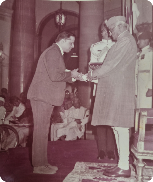 Receiving the Padma Shri, 1982